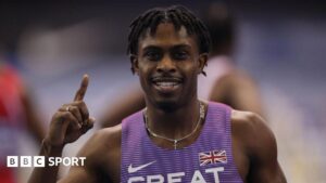 British Indoor Athletics Championships: Jeremiah Azu retains men’s 60m title in Birmingham