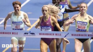 Britain’s Georgia Bell wins Millrose Games mile race as Yared Nuguse and Grant Fisher set records