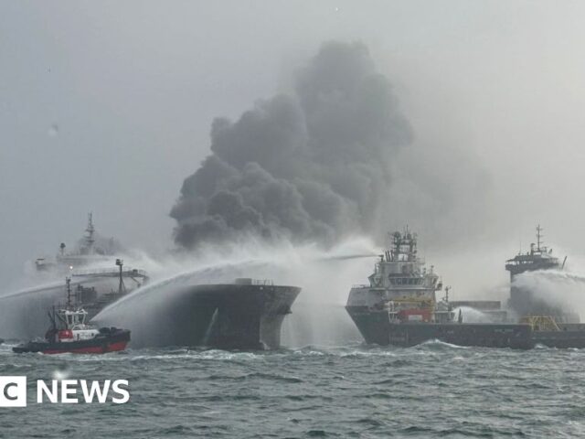 Ship carrying chemical hits jet fuel tanker