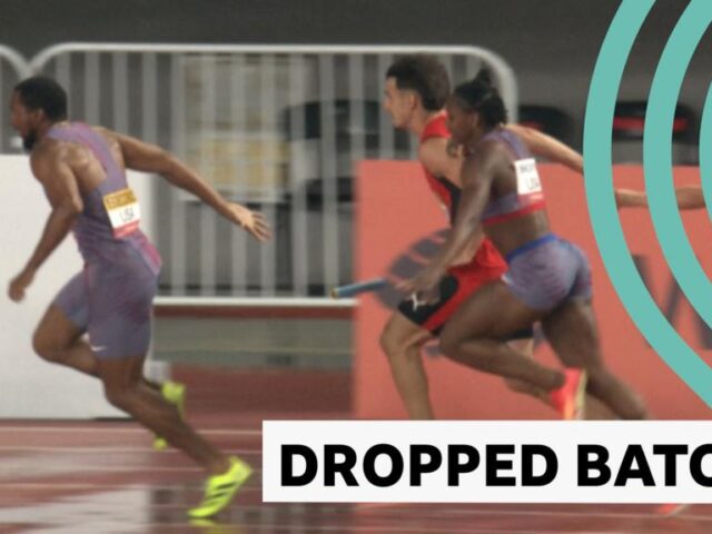 Baton blunder sees USA crash out of mixed 4x100m relay