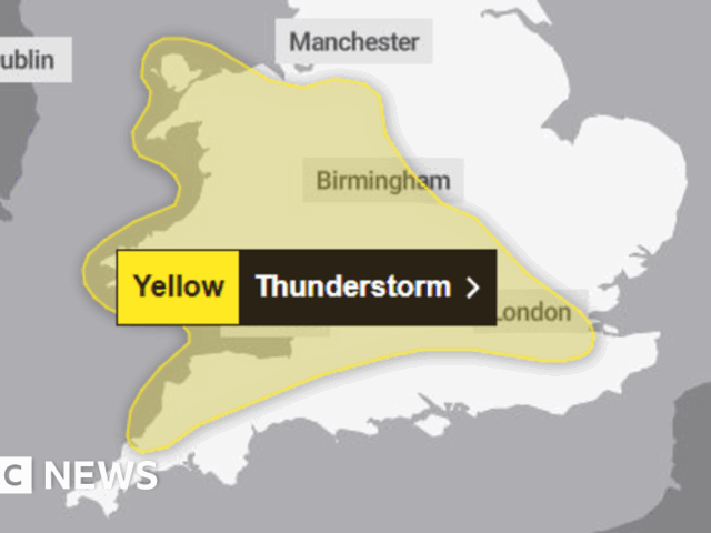 Thunderstorm and flood warning for England and Wales