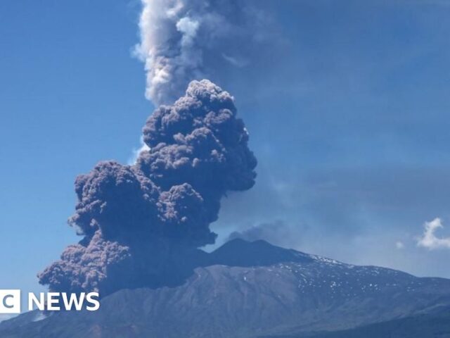 Mount Etna erupts as large plumes rise from Italian volcano